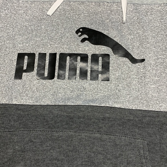 Puma Pullover Long Sleeve Hoodie Sweatshirt Kangaroo Pocket Grey Blend Small - Picture 3 of 8